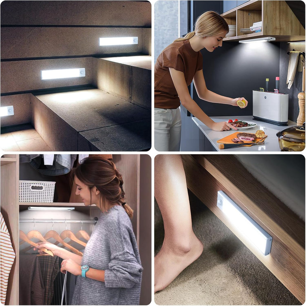 6 Pack Under Cabinet Lighting, 32 LED Motion Sensor Light Indoor Rechargeable Magnetic Closet Lights Battery Operated