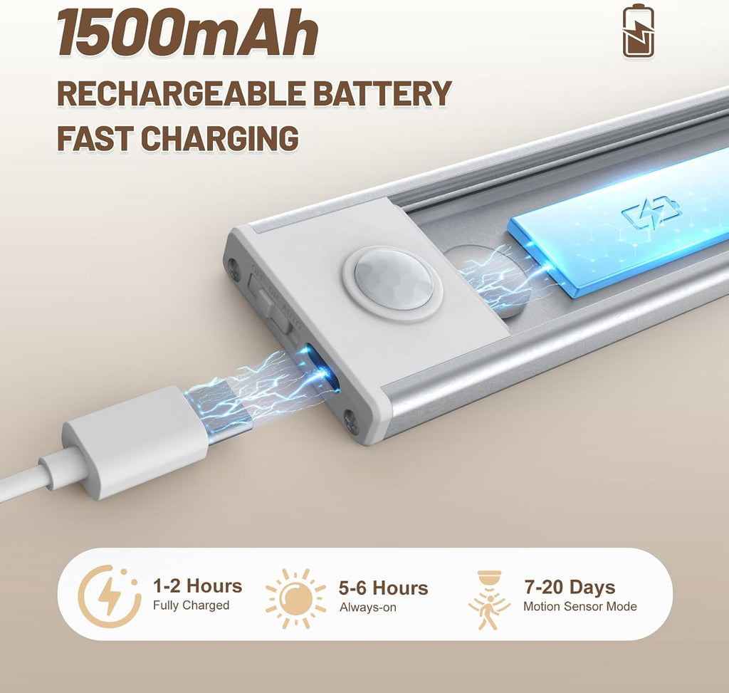 6 Pack Under Cabinet Lighting, 32 LED Motion Sensor Light Indoor Rechargeable Magnetic Closet Lights Battery Operated