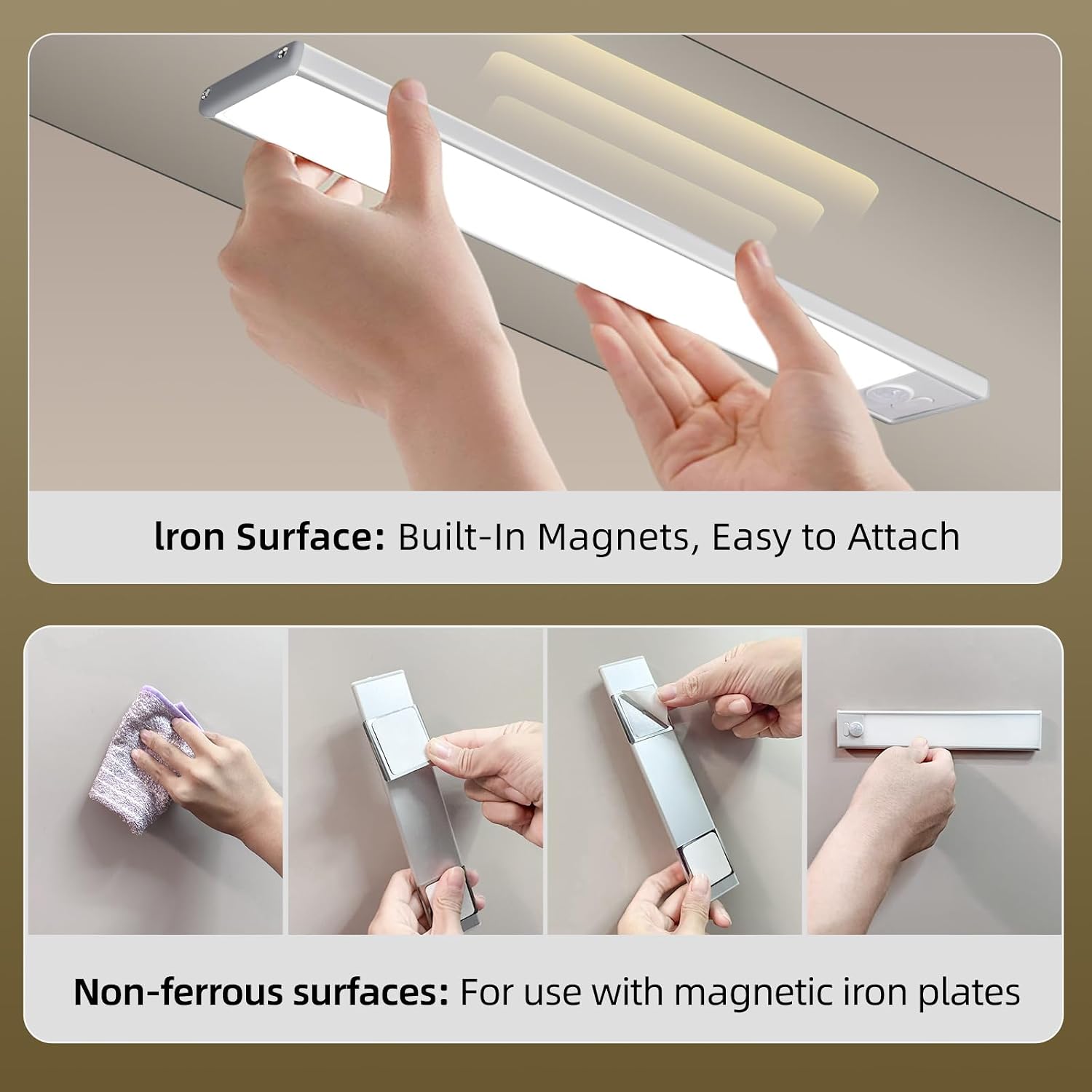4 Pack Under Cabinet Lighting, Rechargeable Motion Sensor Light Indoor, Wireless Dimmable Magnetic Closet Lights, 32 LED Under Counter Lights for Kitchen