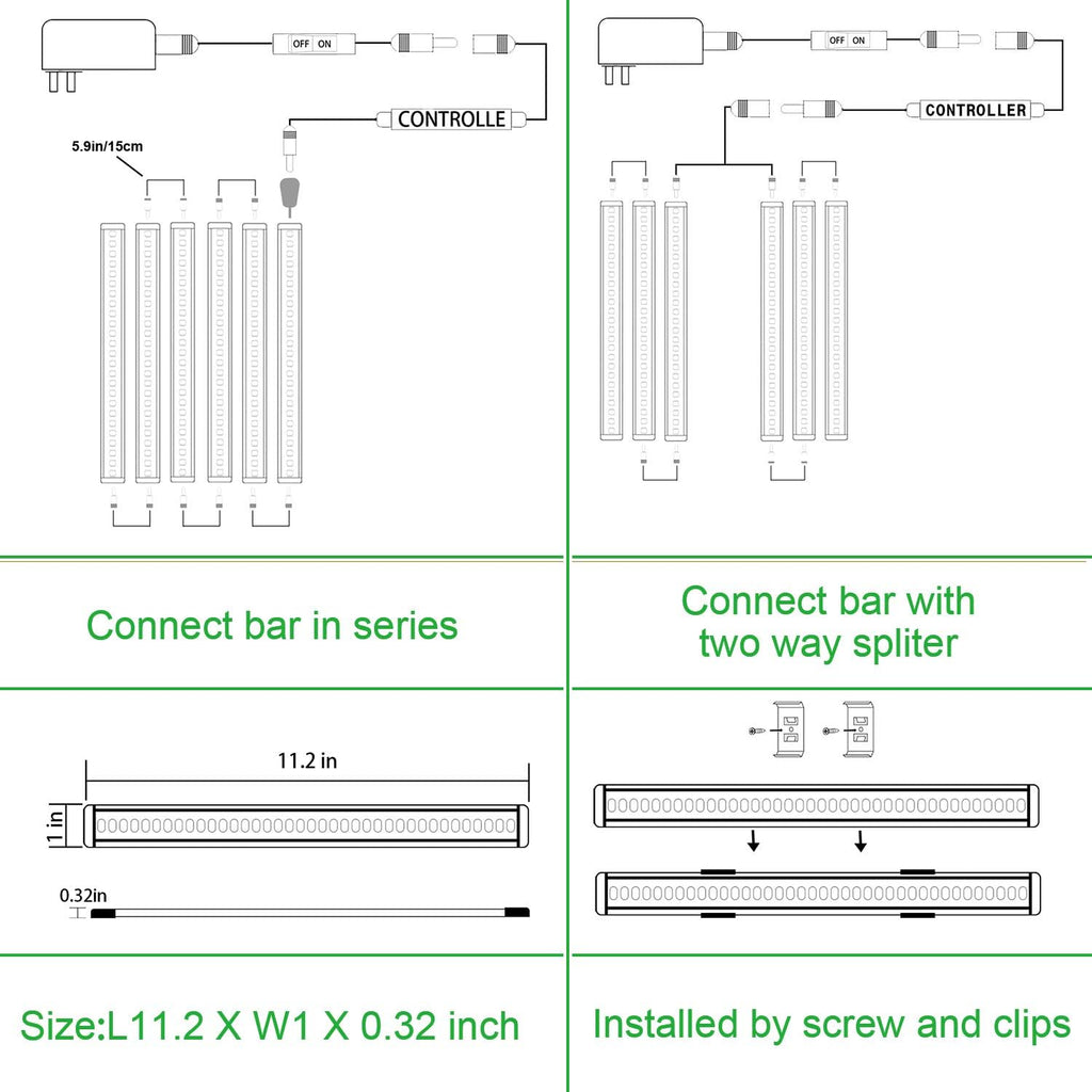 LED Under Counter Light Rigid Bar Kit, Plug in Corded Under Cabinet Lighting with 12V LED Dimmable Switch for Counter Shelf Showcase Display Lighting (6 Panels,Warm White)