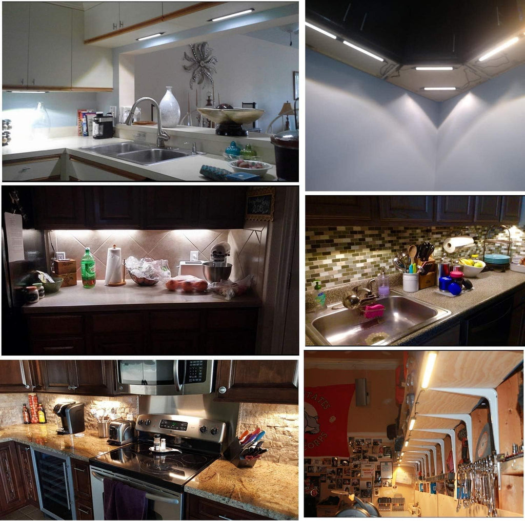 LED Under Counter Light Rigid Bar Kit, Plug in Corded Under Cabinet Lighting with 12V LED Dimmable Switch for Counter Shelf Showcase Display Lighting (6 Panels,Warm White)