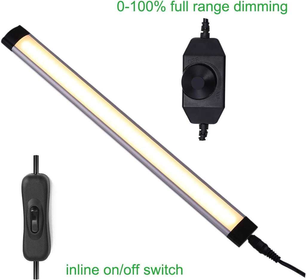LED Under Counter Light Rigid Bar Kit, Plug in Corded Under Cabinet Lighting with 12V LED Dimmable Switch for Counter Shelf Showcase Display Lighting (6 Panels,Warm White)