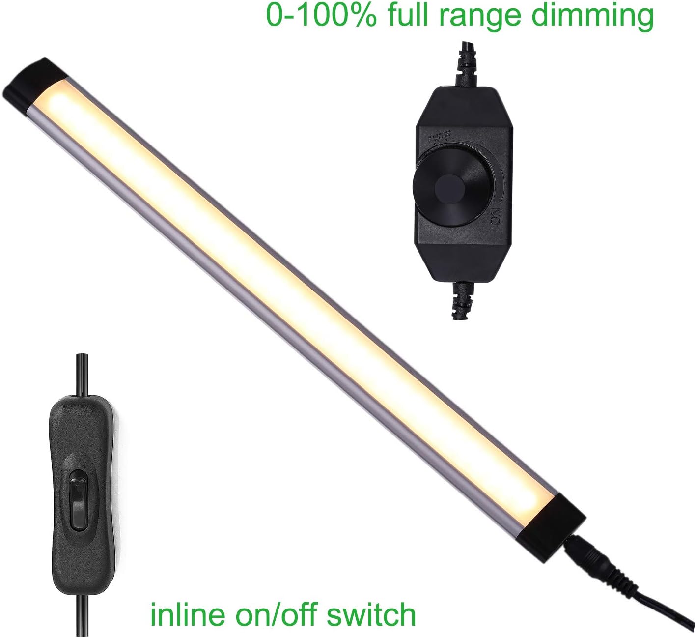 LED Under Counter Light Rigid Bar Kit, Plug in Corded Under Cabinet Lighting with 12V LED Dimmable Switch for Counter Shelf Showcase Display Lighting (6 Panels,Warm White)