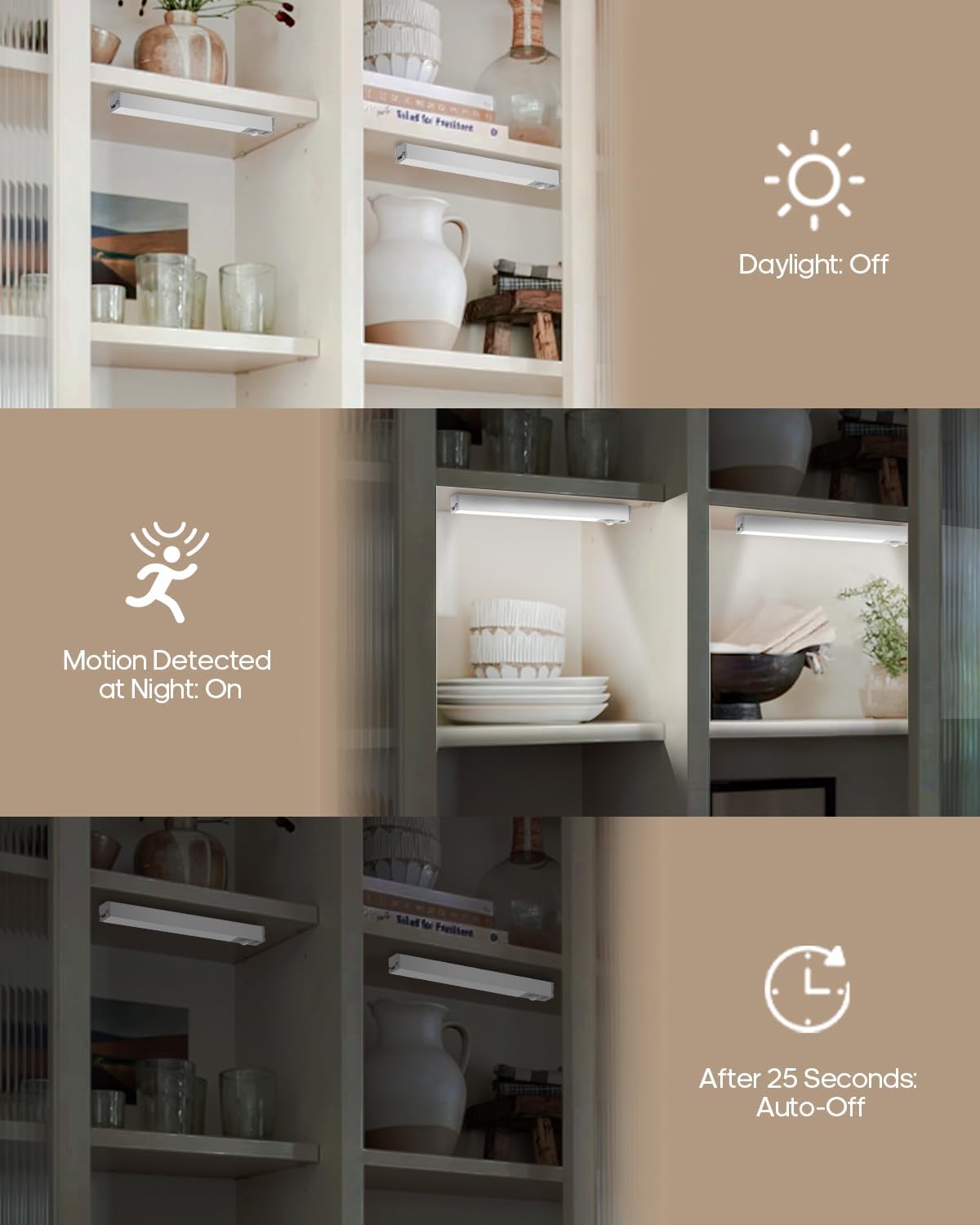 7" Under Cabinet Lighting with Charging Station, 6 Pack | LED Motion Sensor Light Indoor, Rechargeable Closet Lights with Dimmable Brightness for Cabinets