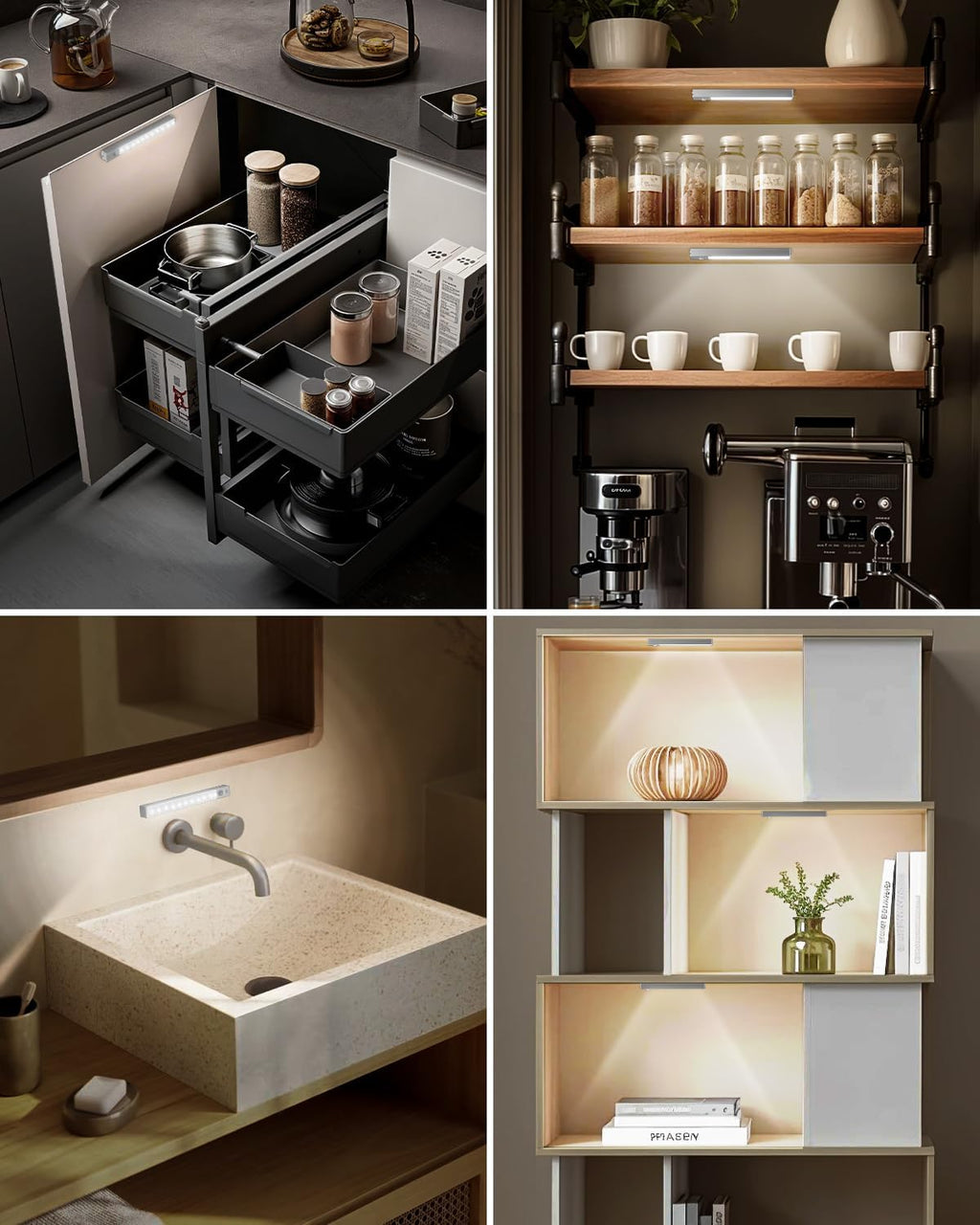 7" Under Cabinet Lighting with Charging Station, 6 Pack | LED Motion Sensor Light Indoor, Rechargeable Closet Lights with Dimmable Brightness for Cabinets