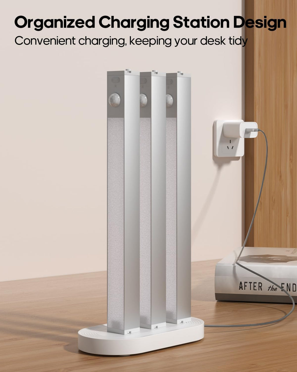 7" Under Cabinet Lighting with Charging Station, 6 Pack | LED Motion Sensor Light Indoor, Rechargeable Closet Lights with Dimmable Brightness for Cabinets