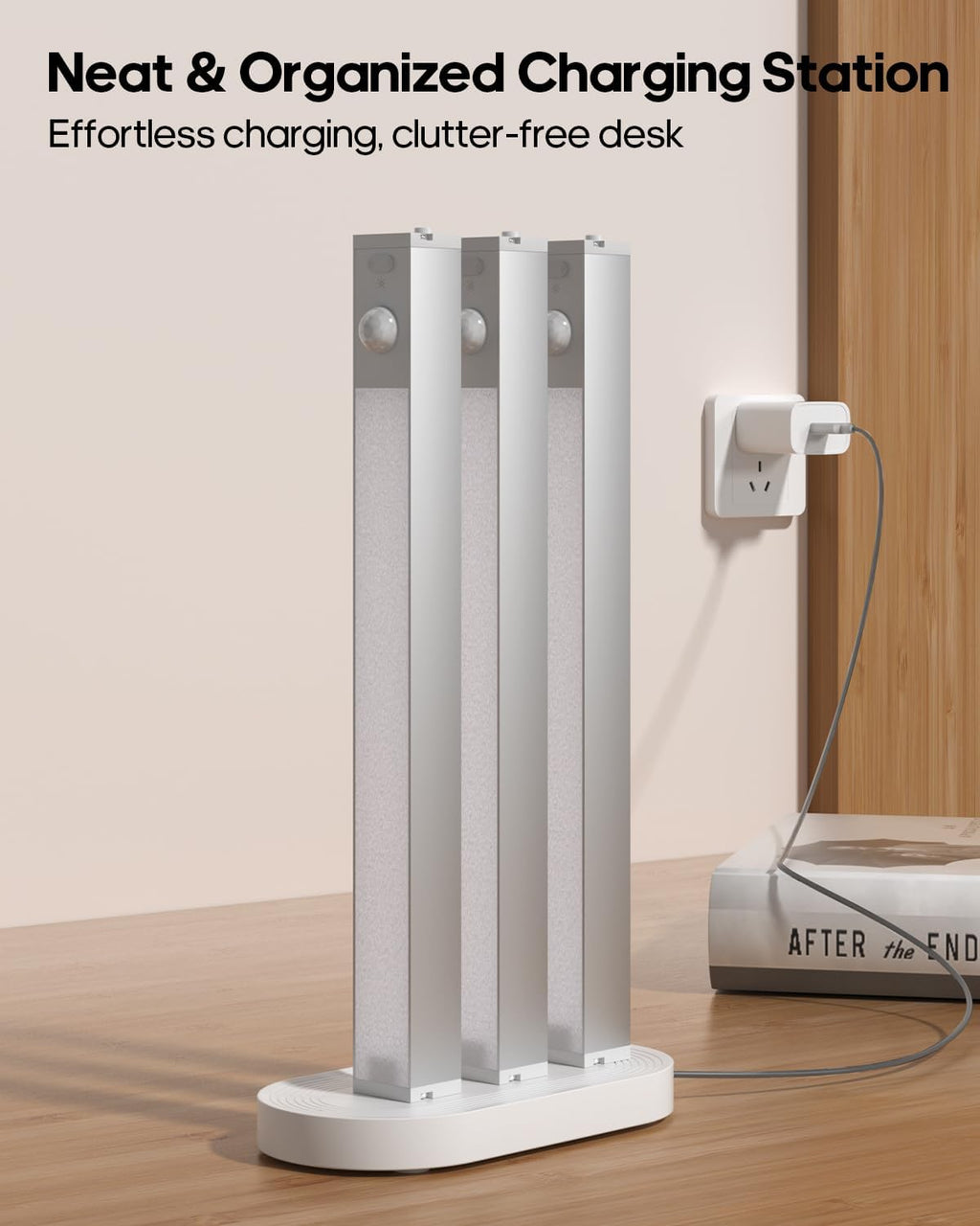 7" Under Cabinet Lighting with Charging Station, 6 Pack | LED Motion Sensor Light Indoor, Rechargeable Closet Lights with Dimmable Brightness for Cabinets