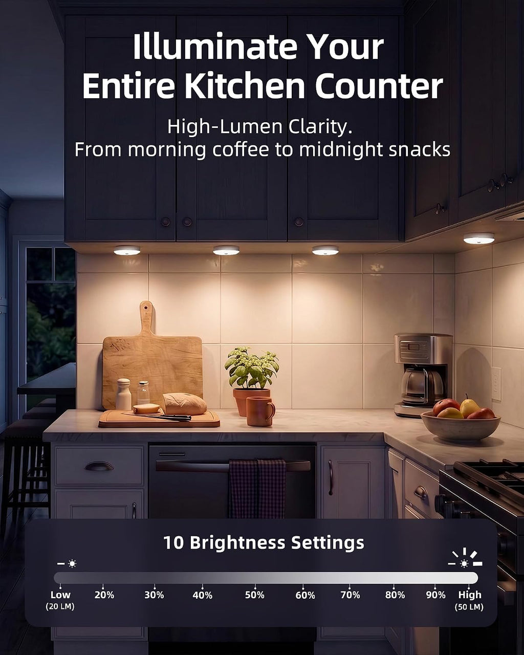 Under Cabinet Puck Lights with Remote, Motion Sensor Lights | 6-Pack with Remote, Rechargeable, Wireless