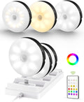 Under Cabinet Lighting with Charging Station, 1000mAh Rechargeable Puck Lights with Remote, 3 Color Temps & 12 RGB Closet Lights (6 Packs)