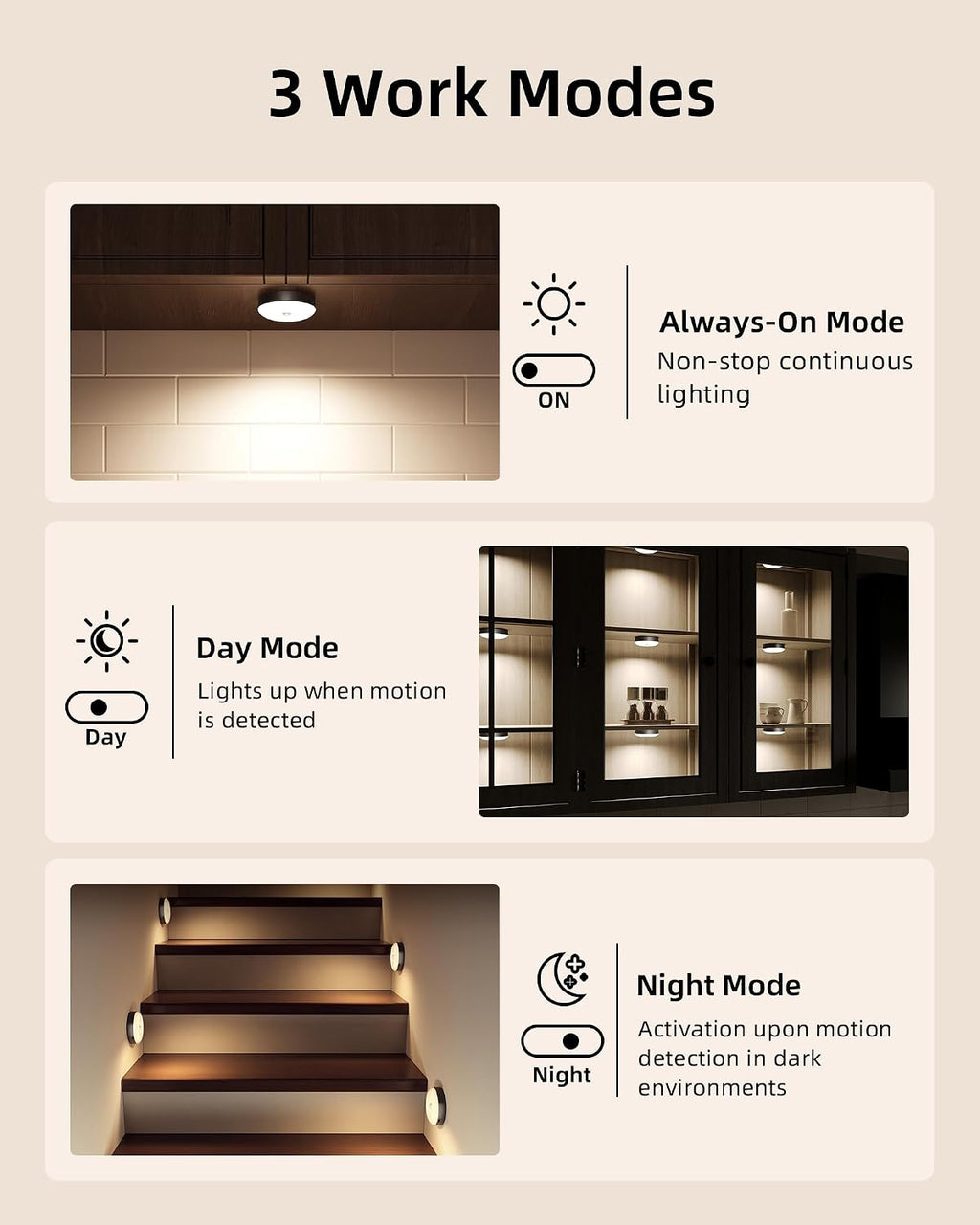 Under Cabinet Lighting with Charging Station, 1000mAh Rechargeable Puck Lights with Remote, 3 Color Temps & 12 RGB Closet Lights (6 Packs)