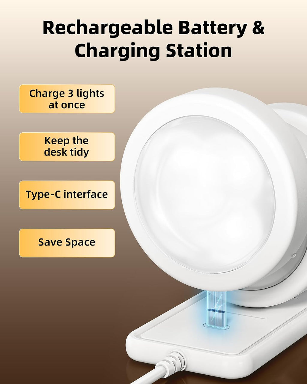 6-Pack Rechargeable Puck Lights with Charging Station, Under Cabinet Lighting with Remote, 2.95'' Mini Tap Lights, 16 RGB Colors & 3 Color Temperatures