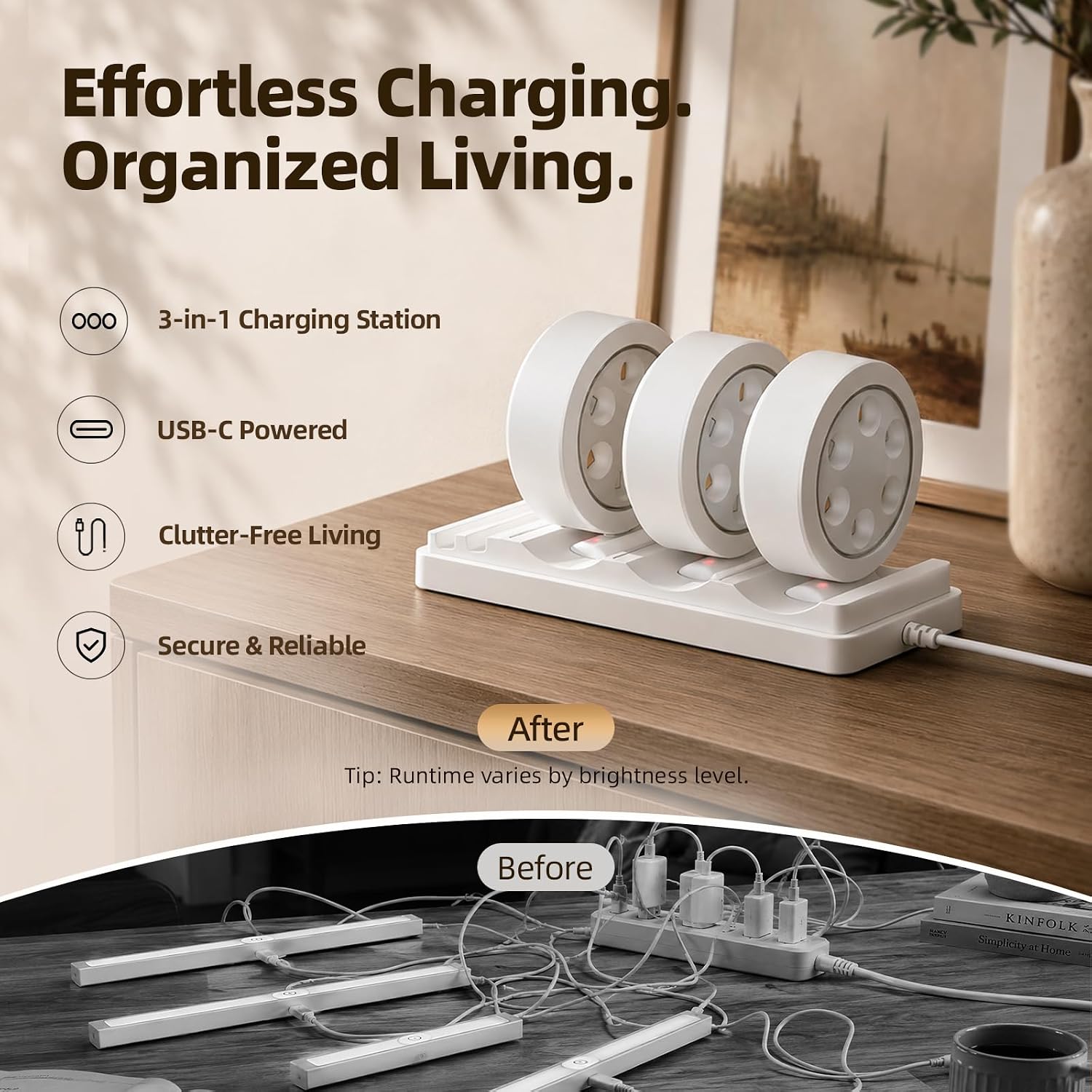 Rechargeable Battery Magnetic Poster Lights with 3 Color Temps & 12 RGB, Remote Dimmable Timer Light (6 Pack with Charging Station)