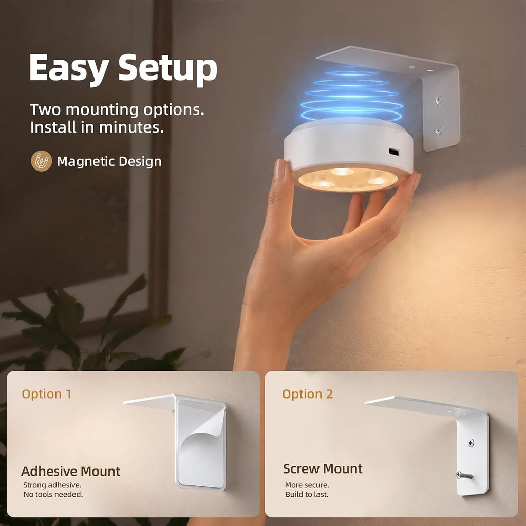 Rechargeable Battery Magnetic Poster Lights with 3 Color Temps & 12 RGB, Remote Dimmable Timer Light (6 Pack with Charging Station)