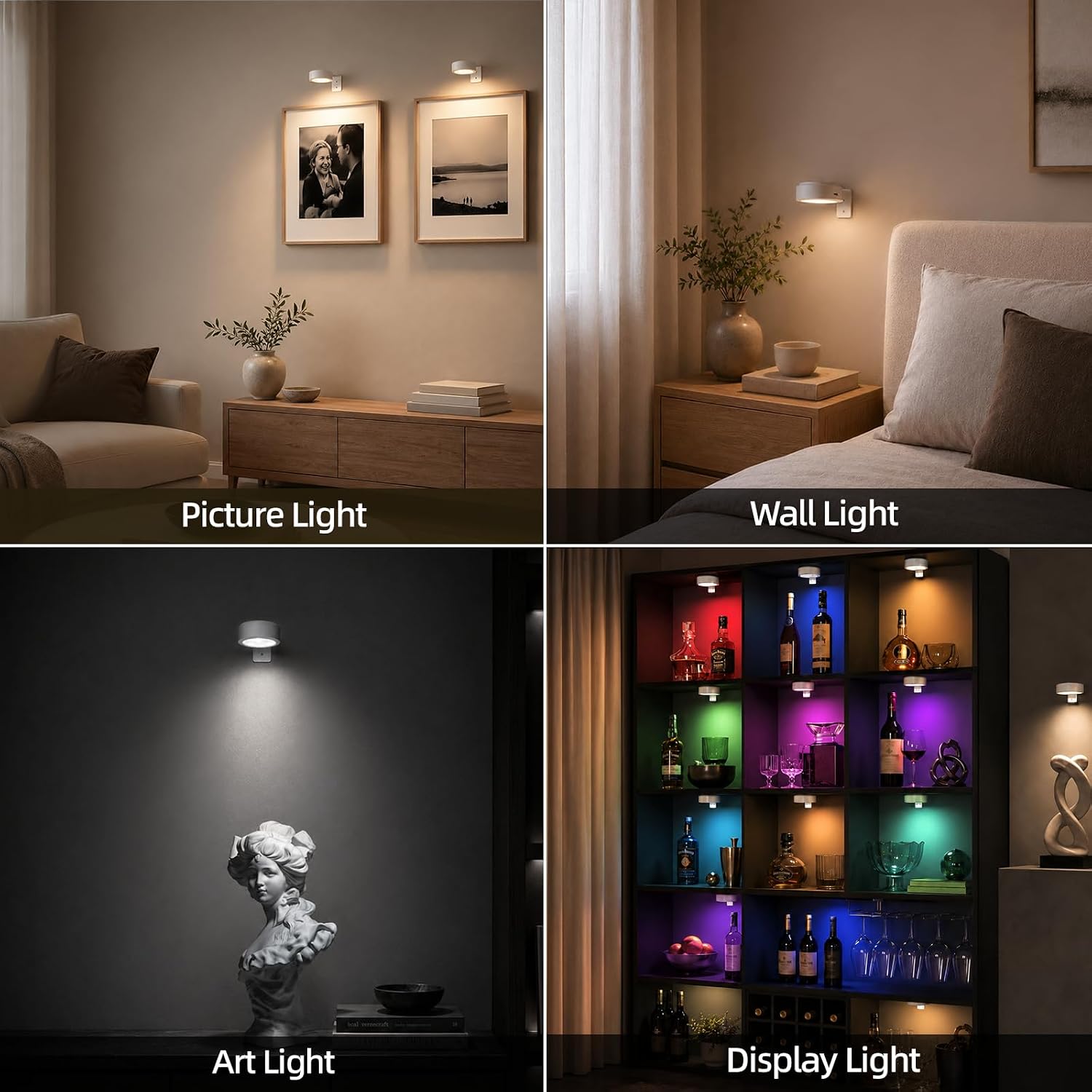2000mAh Rechargeable Battery Magnetic Poster Lights with 3 Color Temps & 12 RGB, Remote Dimmable Timer Painting Light (6 Pack)