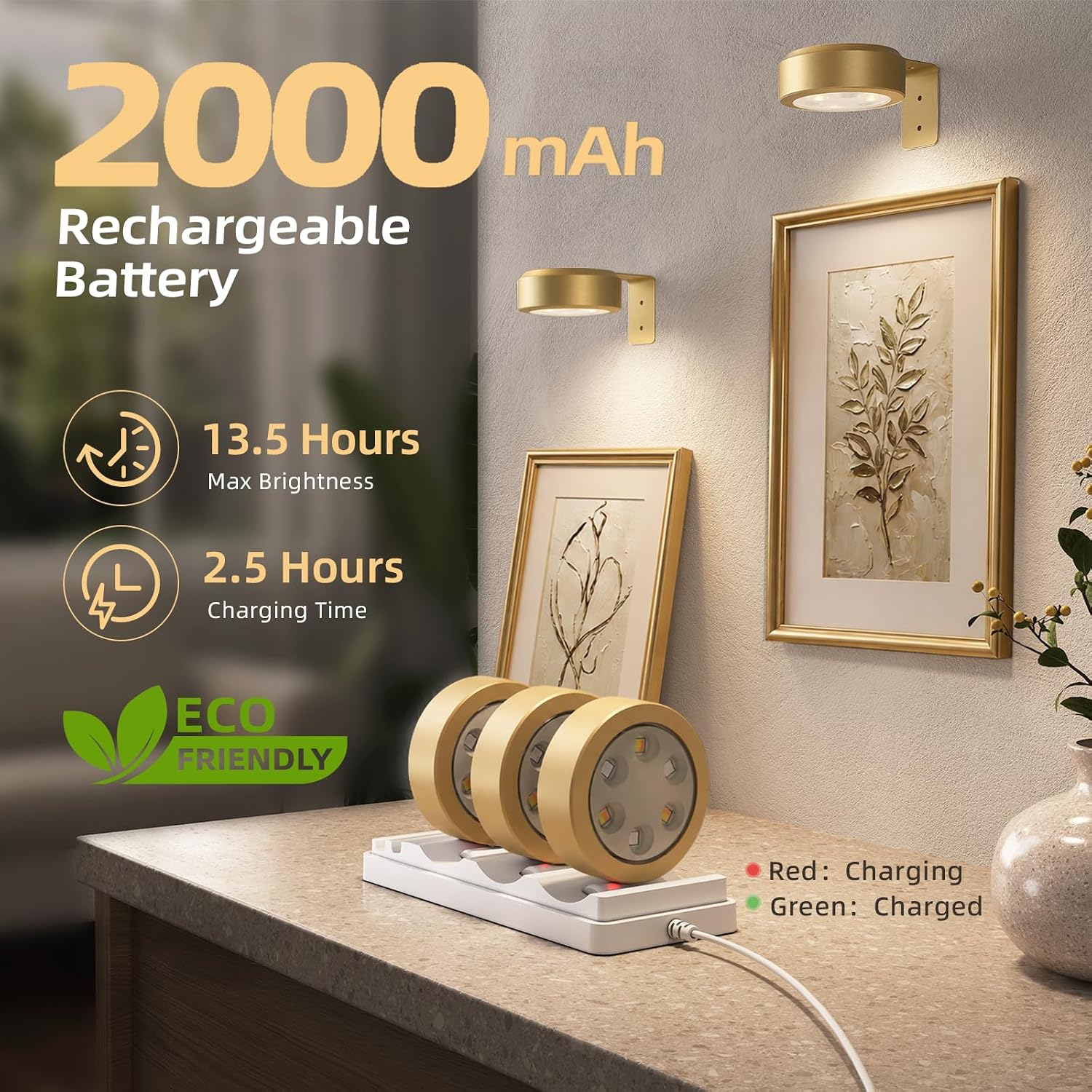 Rechargeable Battery Magnetic Poster Lights with 3 Color Temps & 12 RGB, Remote Dimmable Timer Light (6 Pack with Charging Station)