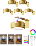 2000mAh Rechargeable Battery Magnetic Poster Lights with 3 Color Temps & 12 RGB, Remote Dimmable Timer Painting Light (6 Pack)