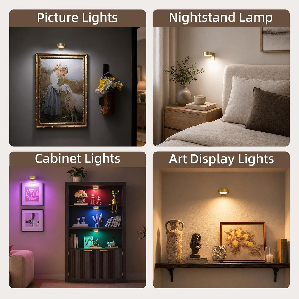 2000mAh Rechargeable Battery Magnetic Poster Lights with 3 Color Temps & 12 RGB, Remote Dimmable Timer Painting Light (6 Pack)