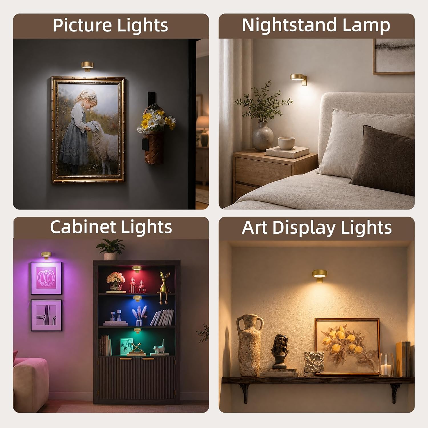 2000mAh Rechargeable Battery Magnetic Poster Lights with 3 Color Temps & 12 RGB, Remote Dimmable Timer Painting Light (6 Pack)