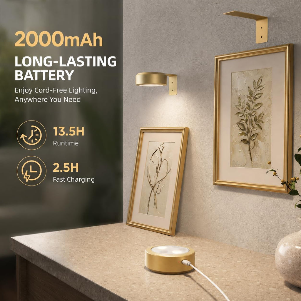2000mAh Rechargeable Battery Magnetic Poster Lights with 3 Color Temps & 12 RGB, Remote Dimmable Timer Painting Light (6 Pack)